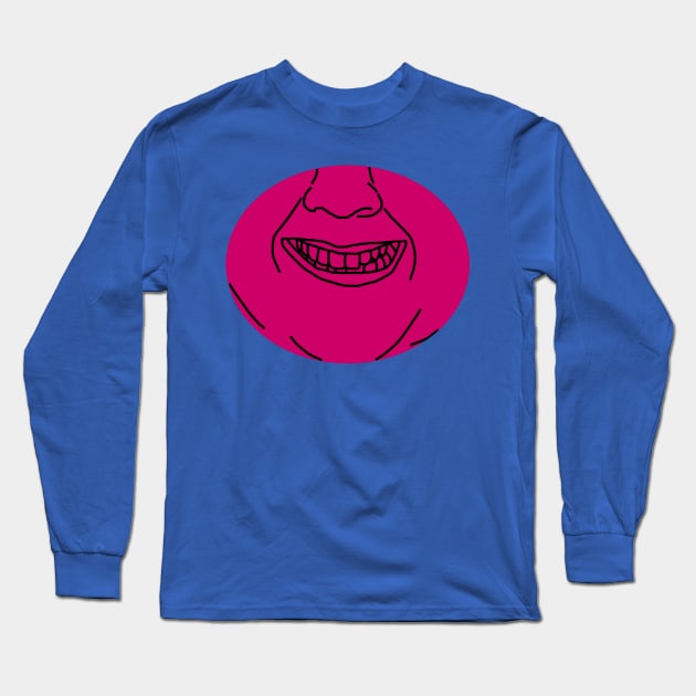 Funny Smile Lady Line Art Long Sleeve T-Shirt by ellenhenryart